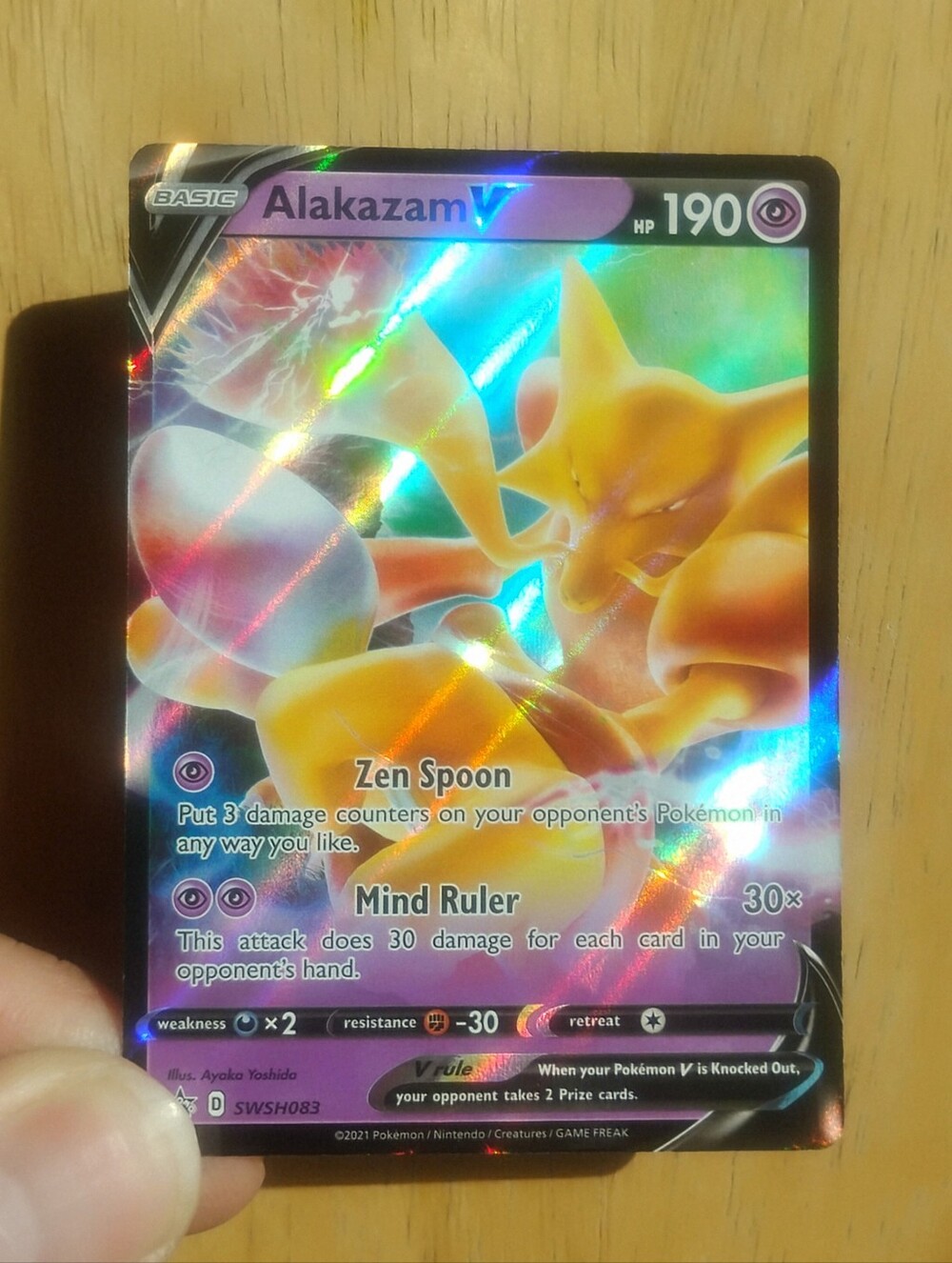 Mint 2021 Holo Full Art Alakazam V SWSH083 Black Star Promo Pokemon Card